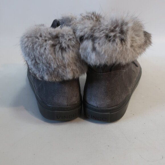 Womens Vince Nyack Gray Suede Rabbit Fur Ankle Sneaker Booties 8 - Picture 6 of 14